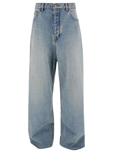 Light High-waisted Baggy Jeans With Logo Patch In Cotton Denim Woman - Balenciaga - Modalova