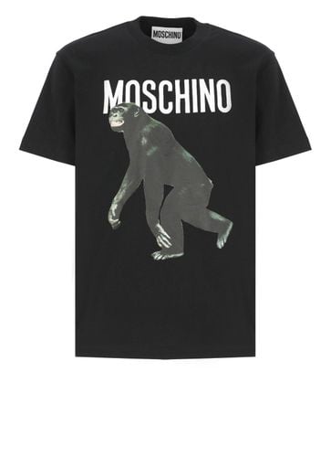 Logo Printed Crewneck T-shirt - Moschino - Modalova