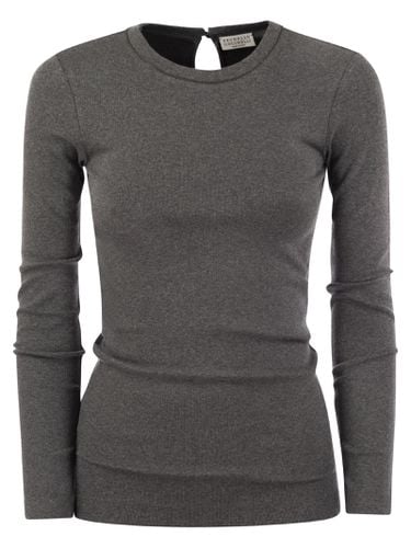 Ribbed Stretch Cotton Jersey T-shirt With Jewellery - Brunello Cucinelli - Modalova