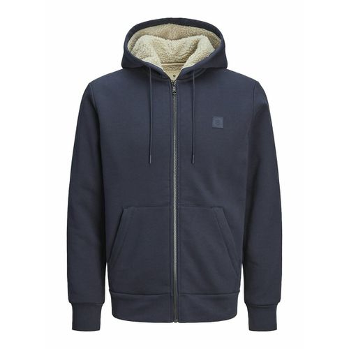 Felpa Cerniera E Cappuccio Fodera Pile Blu Uomo Taglie M - jack & jones - Modalova