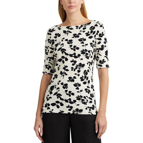 T-shirt maniche corte scollo a barchetta stampa floreale - LAUREN RALPH LAUREN - Modalova