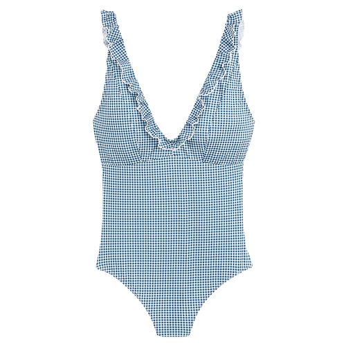 Costume Da Bagno Intero Con Volant, Motivo Vichy Donna Taglie 34 (FR) - 38 (IT) - emile & ida x la redoute - Modalova