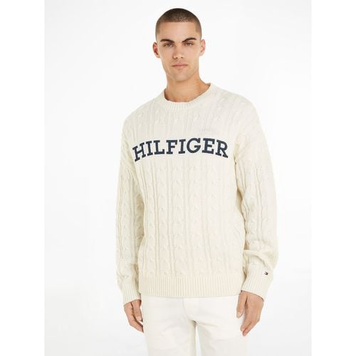 Maglione Girocollo Maglia Strutturata Con Maxi Logo - tommy hilfiger - Modalova