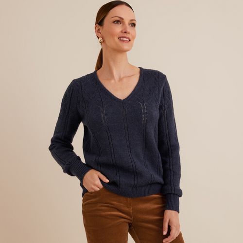 Maglione con scollo a V, maglia fine pointelle - ANNE WEYBURN - Modalova