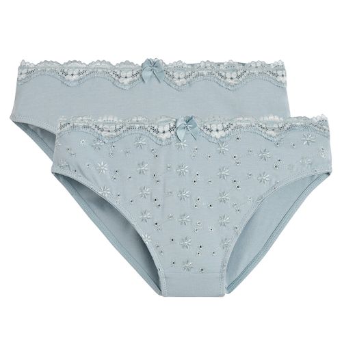 Confezione da 2 slip in cotone ricamato - LA REDOUTE COLLECTIONS - Modalova