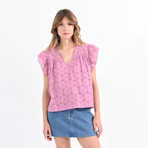 Blusa ricamata scollo a V maniche con volant - MOLLY BRACKEN - Modalova