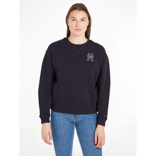 Felpa Girocollo Maniche Lunghe, Logo Ricamato Donna Taglie S - tommy hilfiger - Modalova