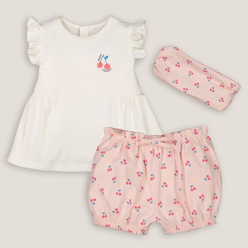 Completo 3 pezzi T-shirt + bloomer + fascia - LA REDOUTE COLLECTIONS - Modalova