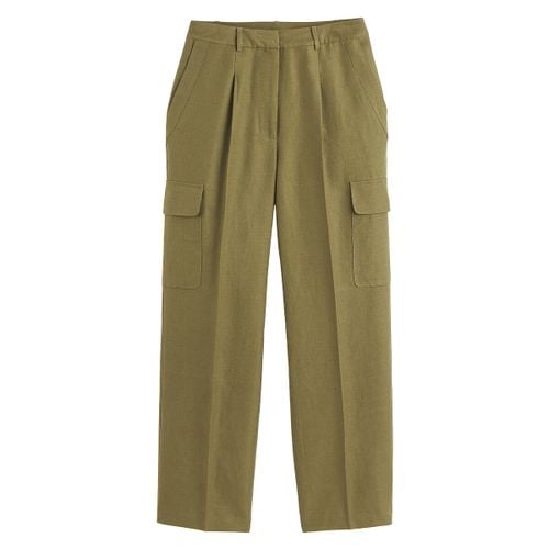 Pantaloni Larghi Cotone E Lino, Tasche Cargo Verde Donna Taglie 34 (FR) - 38 (IT) - la redoute collections - Modalova