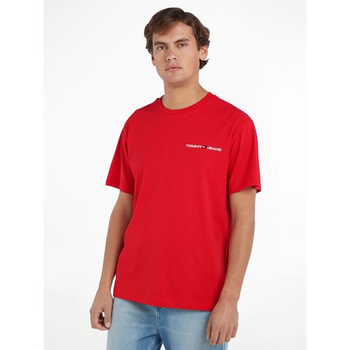 T-shirt dritta girocollo logo al petto - TOMMY JEANS - Modalova