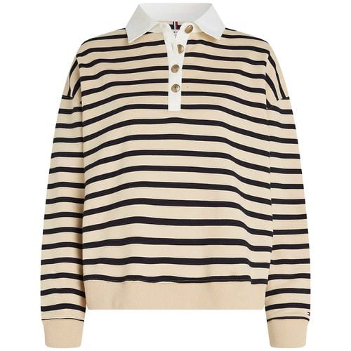 Felpa A Righe Maniche Lunghe Collo Camicia Donna Taglie M - tommy hilfiger - Modalova