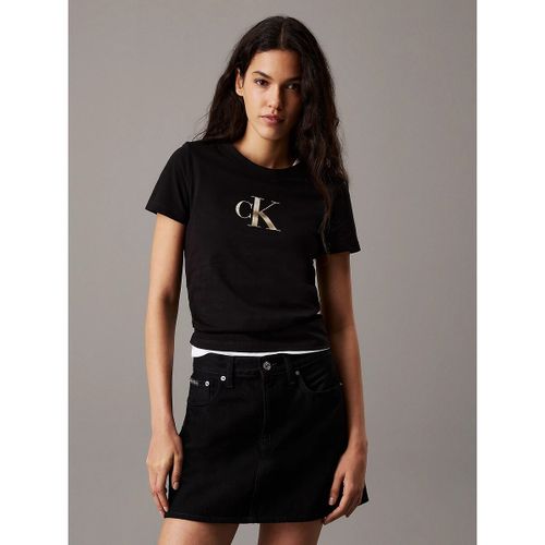 T-shirt sciancrata a maniche corte con logo CK - CALVIN KLEIN JEANS - Modalova