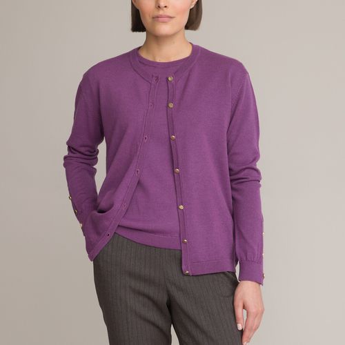 Cardigan Girocollo In Fine Maglia, Misto Lana Donna Taglie 34/36 (FR) - 38/40 (IT) - anne weyburn - Modalova