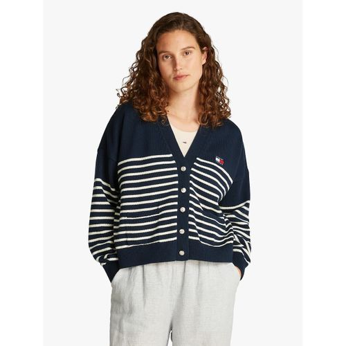 Cardigan Con Scollo A V A Righe Donna Taglie S - tommy jeans - Modalova