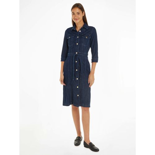 Abito In Denim, Maniche Corte, Lunghezza Al Ginocchio Donna Taglie 34 (FR) - 38 (IT) - tommy hilfiger - Modalova