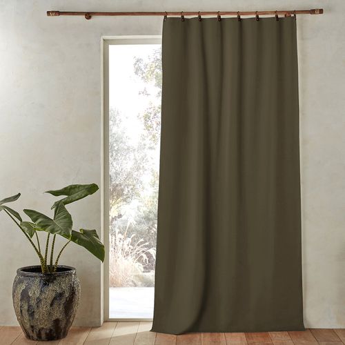 Tenda Lino Lavato Oscurante Passanti In Pelle, Private Taglie 140 x 350 cm - am.pm - Modalova