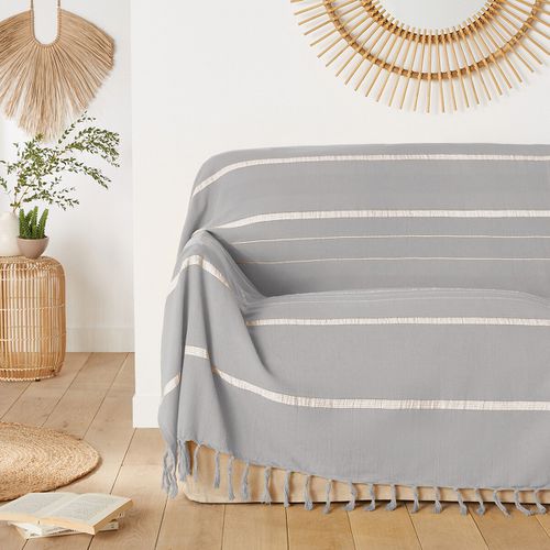 Plaid Con Frange A Righe Cotone, Nedo Taglie 150 x 150 cm - la redoute interieurs - Modalova