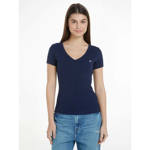 T-shirt scollo a V, con logo - TOMMY JEANS - Modalova