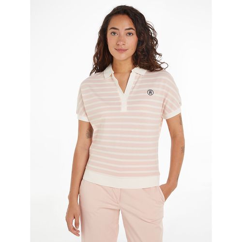 Polo Manica Corta A Righe Donna Taglie S - tommy hilfiger - Modalova