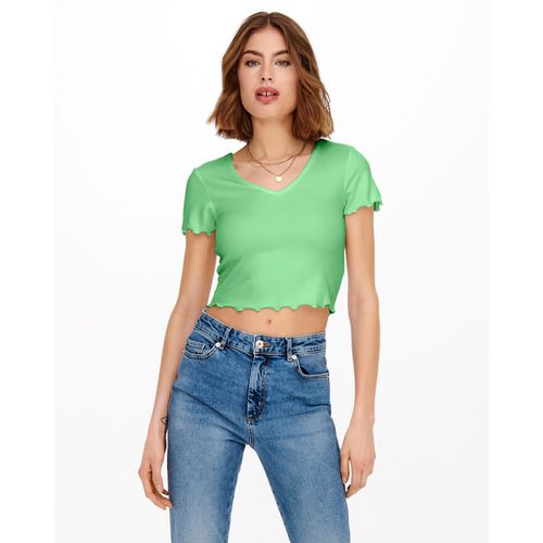 T-shirt Crop, Scollo A V Donna Taglie L - only - Modalova