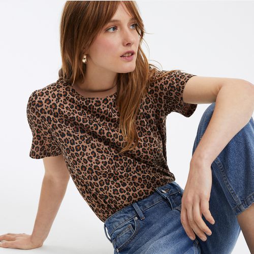 T-shirt Girocollo, Motivo Animalier Donna Taglie M - la redoute collections - Modalova