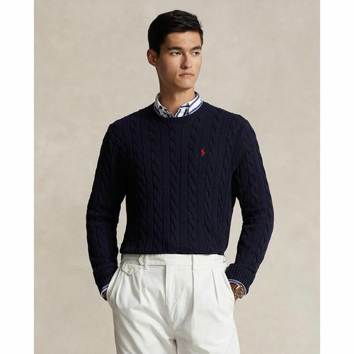 Pull scollo rotondo in maglia di cotone a trecce - POLO RALPH LAUREN - Modalova