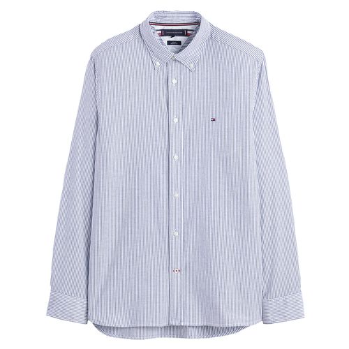 Camicia Dritta In Oxford A Righe Stretch Bianco Taglie XL - tommy hilfiger - Modalova