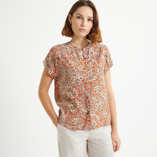 Blusa girocollo, stampa floreale, maniche corte - ANNE WEYBURN - Modalova