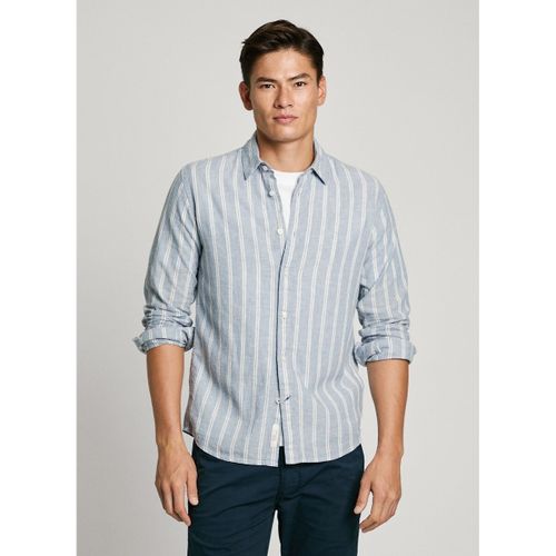 Camicia A Righe In Cotone E Lino Uomo Taglie M - pepe jeans - Modalova