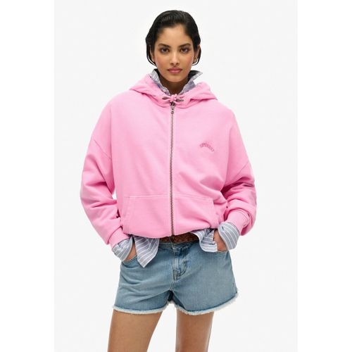 Felpa con cappuccio cerniera e logo Essential - SUPERDRY - Modalova
