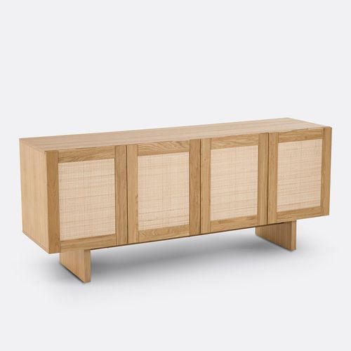 Credenza 4 ante impiallacciato rovere e vimini, Arty - LA REDOUTE INTERIEURS - Modalova