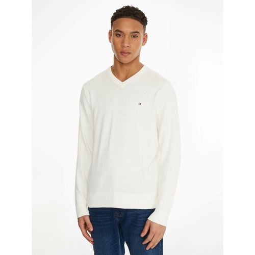 Pull Scollo A V In Cotone Pima E Cachemire Uomo Taglie L - tommy hilfiger - Modalova