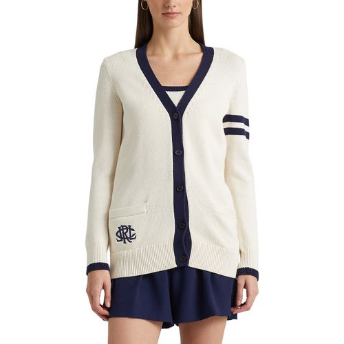 Cardigan Lungo Scollo A V In Maglia Di Cotone Donna Taglie XS - lauren ralph lauren - Modalova