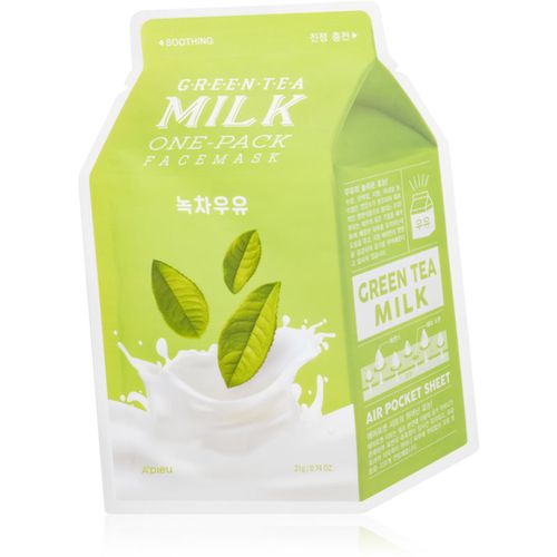 One-Pack Milk Mask Green Tea maschera lenitiva in tessuto per pelli grasse e miste 21 g - A’pieu - Modalova