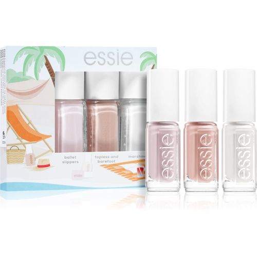 Mini triopack summer conjunto de esmaltes de uñas ballet slippers, topless and barefoot, marshmallow tono - Essie - Modalova