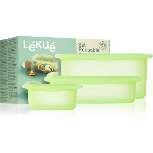 Set of 3 Reusable Silicone Boxes set para almacenar alimentos - Lékué - Modalova