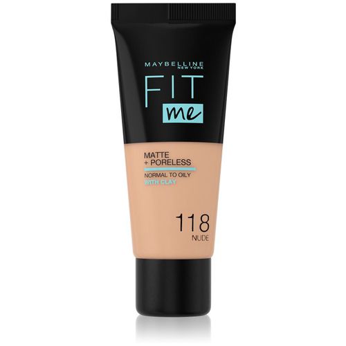 Fit Me! Matte+Poreless Mattierendes Make-up für die normale bis fettige Gesichtshaut Farbton 118 Nude 30 ml - MAYBELLINE NEW YORK - Modalova