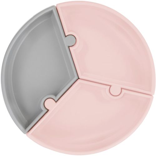 Puzzle Pinky Pink/ Powder Grey plato con compartimentos con ventosa 1 ud - Minikoioi - Modalova