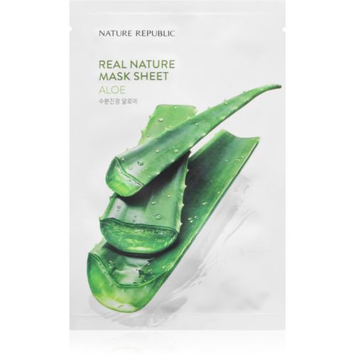 Real Nature Aloe Mask Sheet mascarilla hidratante en forma de hoja con efectos calmantes 23 ml - NATURE REPUBLIC - Modalova