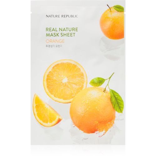 Real Nature Orange Mask Sheet mascarilla hidratante en forma de hoja para iluminar la piel 23 ml - NATURE REPUBLIC - Modalova