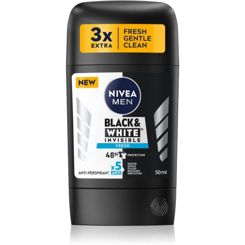 Men Black & White Invisible Fresh antitranspirante en barra para hombre 50 ml - Nivea - Modalova