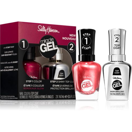 Miracle Gel™ lote de esmalte de uñas y top coat tono 940 Bordeaux-Glow - Sally Hansen - Modalova