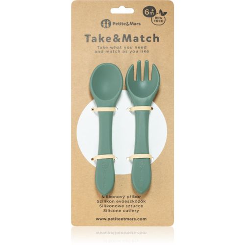 Take&Match Silicone Cutlery Besteck Misty Green 6 m+ 2 St - Petite&Mars - Modalova