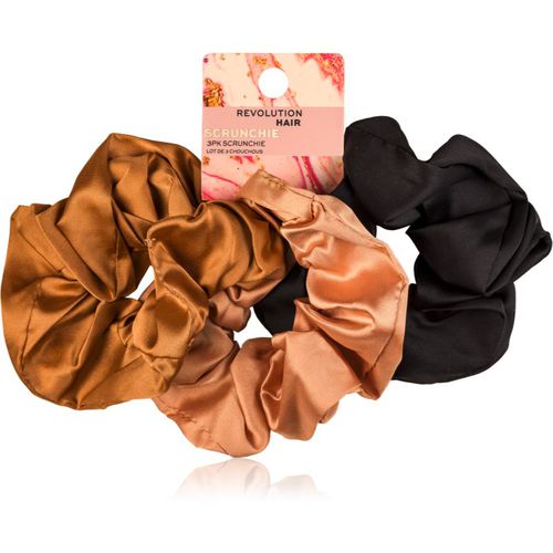 Satin Scrunchie hair bands shade Black/Blush/Nude 3 pc - Revolution Haircare - Modalova