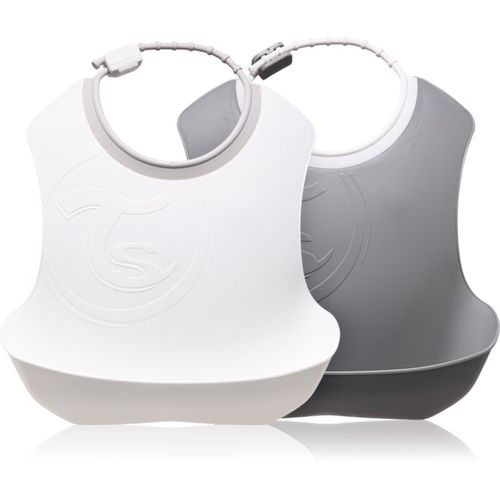 Bib babero 4+m Pastel Grey White 2 ud - Twistshake - Modalova