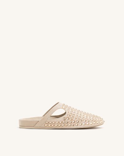 Athena Flache Mules mit künstlichen Kristallen - Beige - JW PEI - Modalova