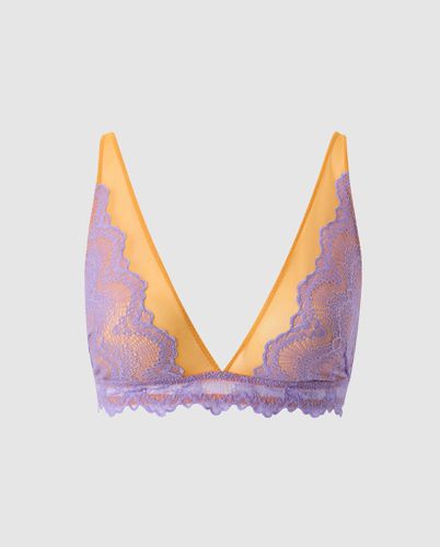 Lace Plunge Bralette Electric Lilac/Apricot | Bralettes - Bralettes / Plunge Bralette - Understatement - Modalova