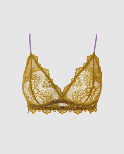 Lace Triangle Bralette Olive/Lavender - | Bralettes - Bralettes / Triangle Bralette - Understatement - Modalova