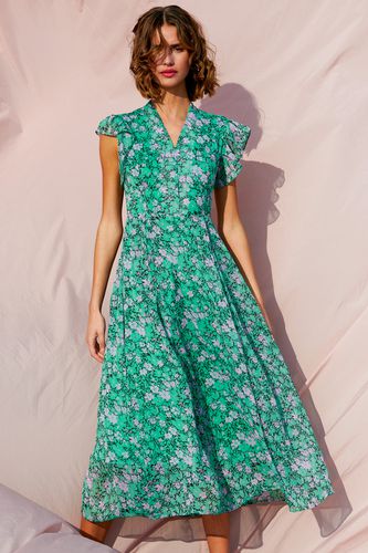 Melody Flounce s/s Dress Green w. Lilac Flower - Noella - Modalova