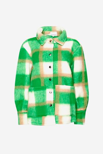 Viksa Brushed Jacket Wool Green/white Checks - Noella - Modalova